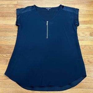 Express Blouse with Gold Front Zipper.